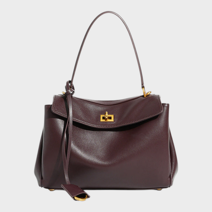 Soft Leather Handbag with Top Handle and Shoulder Strap