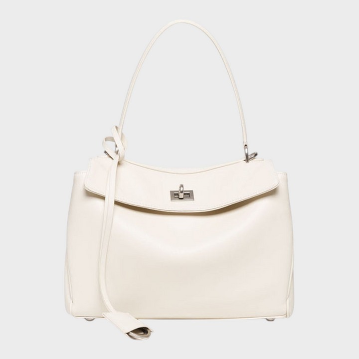 Soft Leather Handbag with Top Handle and Shoulder Strap