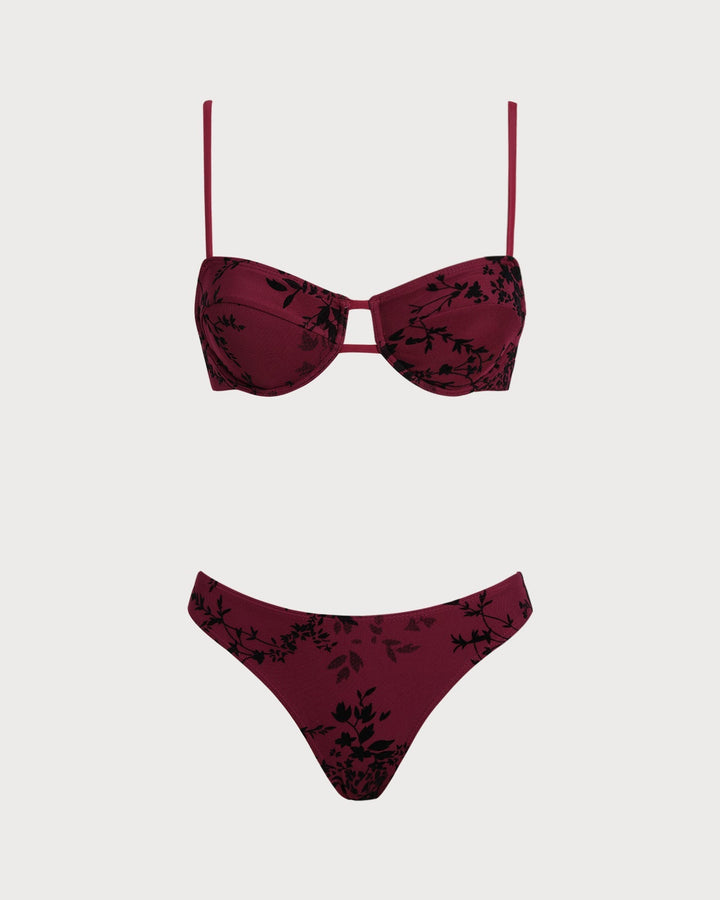 Clara & Sophia | Floral Underwire Bikini Set for Women in Red