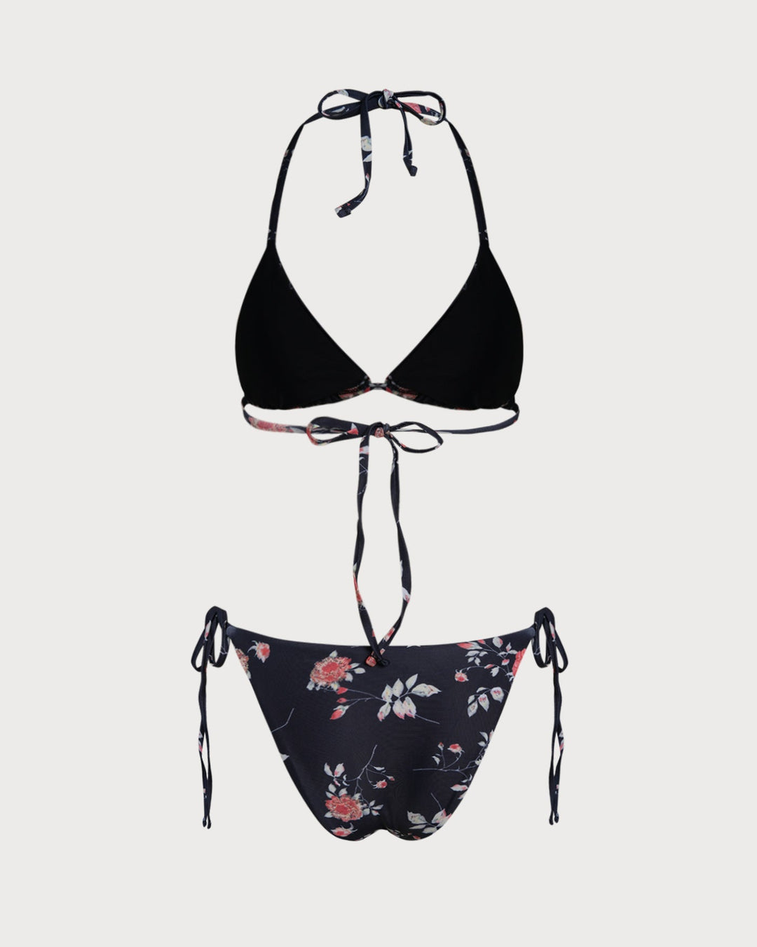 Clara & Sophia | Floral Triangle Bikini Set for Women in Black