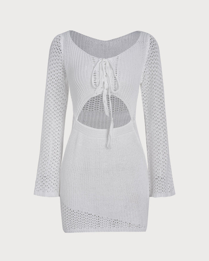 Clara & Sophia | Crocheted Openwork Cover-up for Women in White