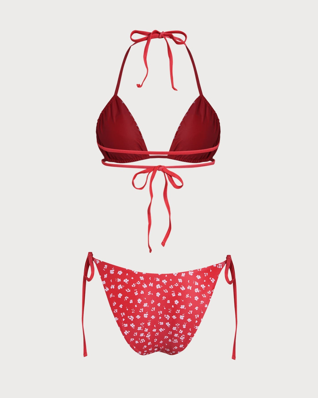 Clara & Sophia | Floral Triangle Bikini Set for Women in Red