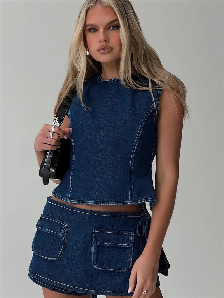 Clara & Sophia | Pocketed Mini A-Line Skirt