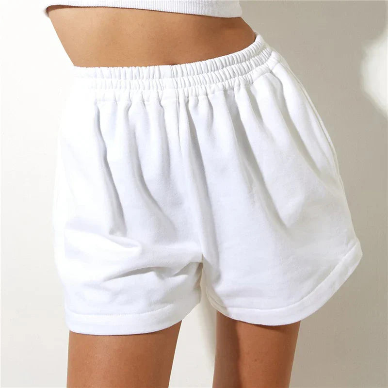 Clara & Sophia | Cloud White High-Waist Relaxed Cotton Shorts