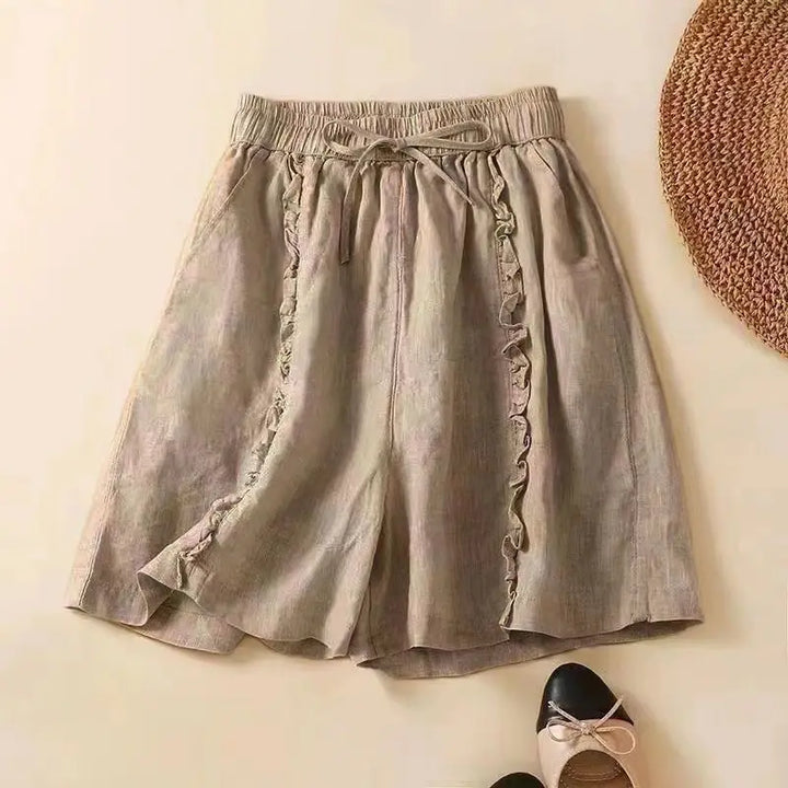 Clara & Sophia | Ruffled Hem Linen Shorts
