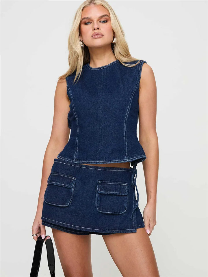 Clara & Sophia | Pocketed Mini A-Line Skirt