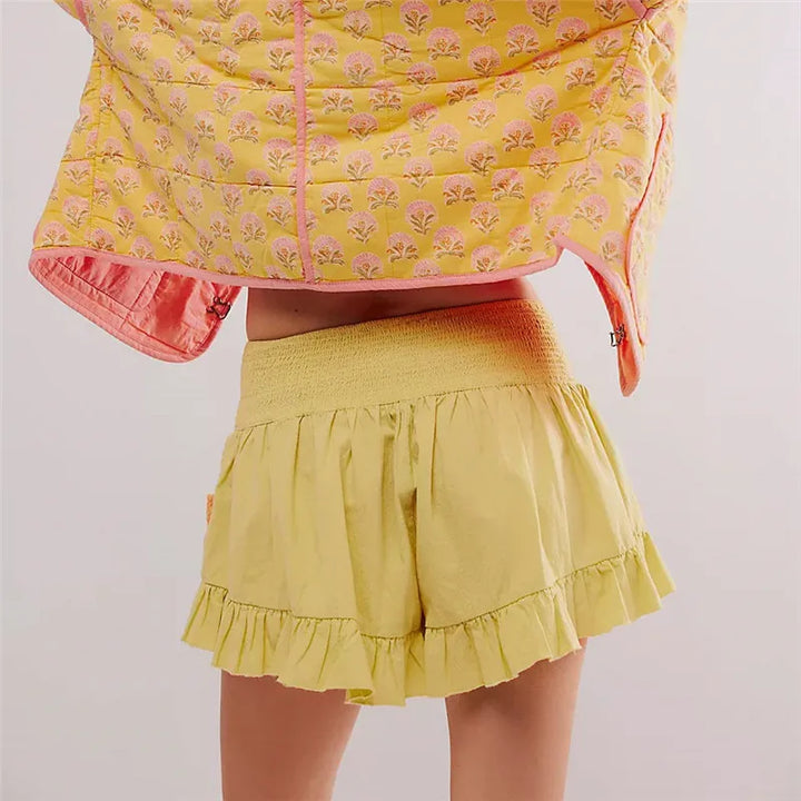 Clara & Sophia | Embroidered Ruffle Pocket Cotton Shorts