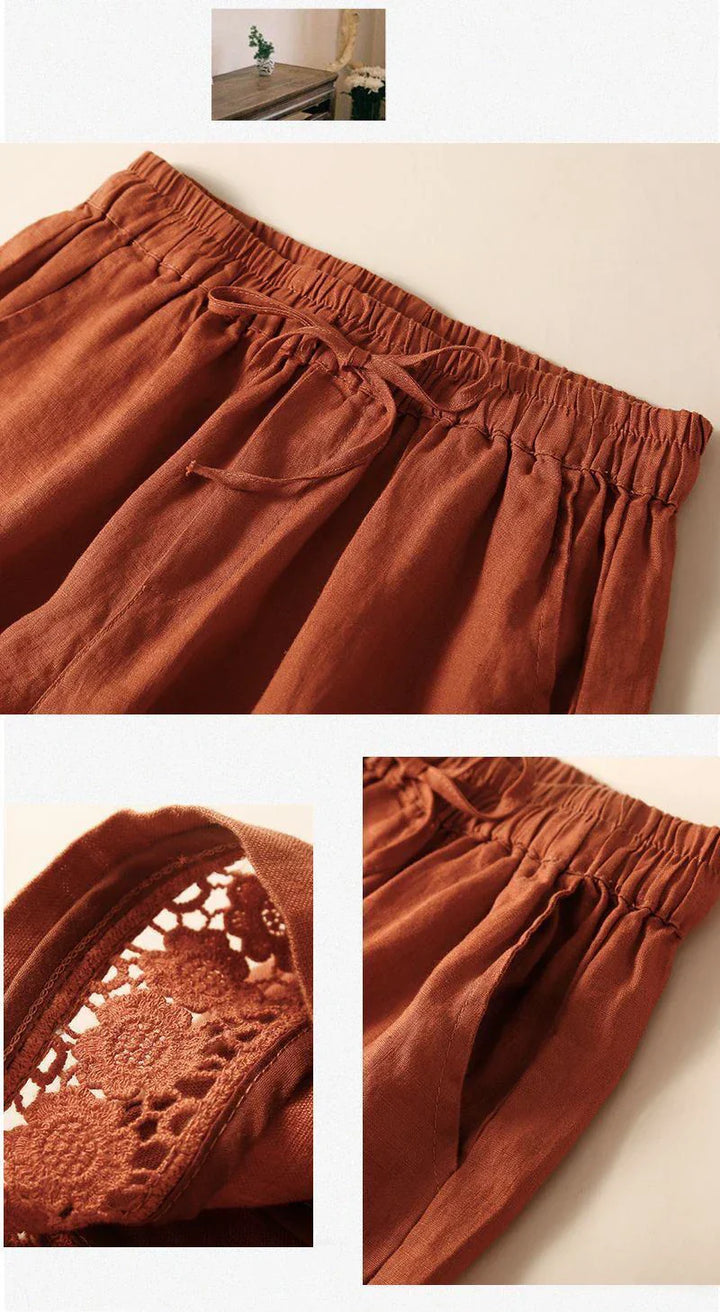 Clara & Sophia | Embroidered Linen Shorts