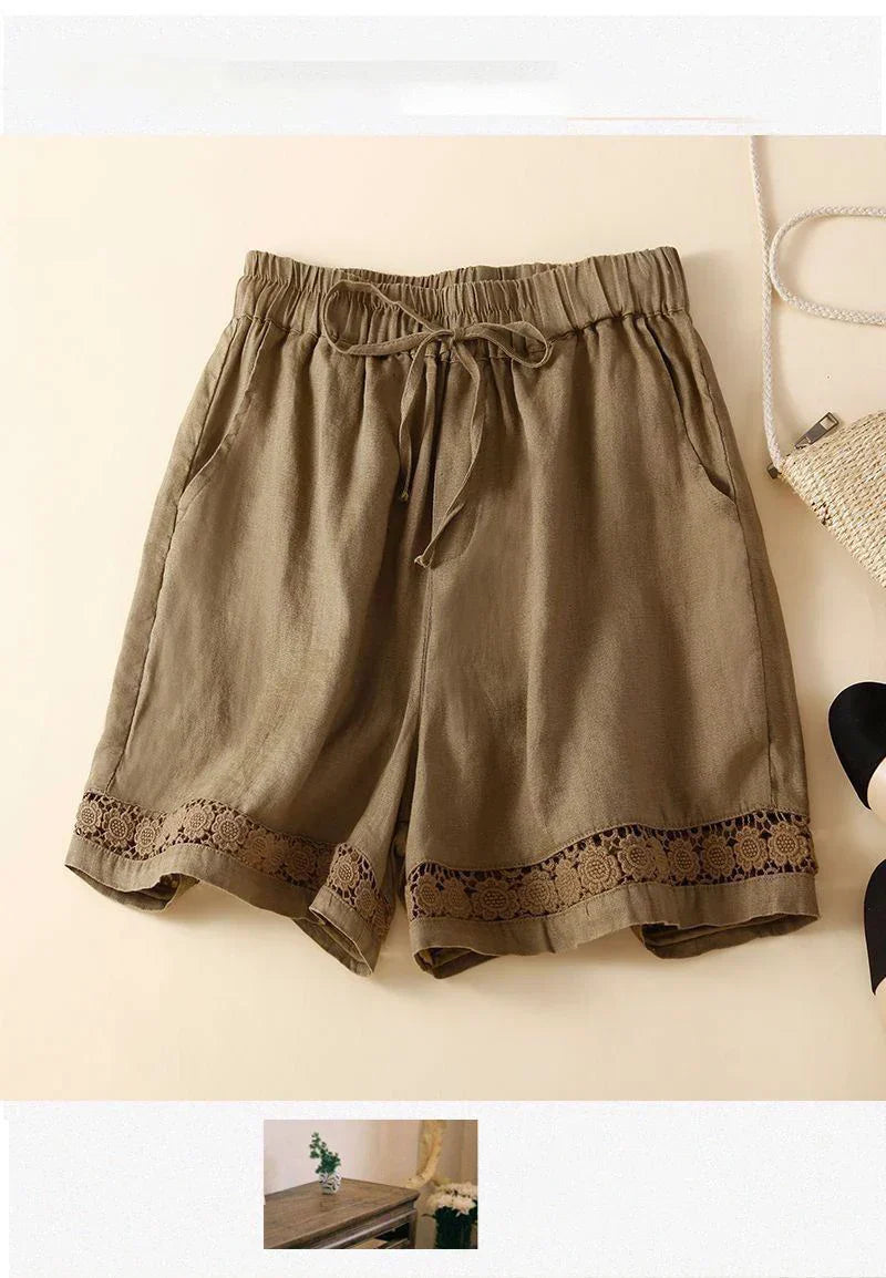 Clara & Sophia | Embroidered Linen Shorts