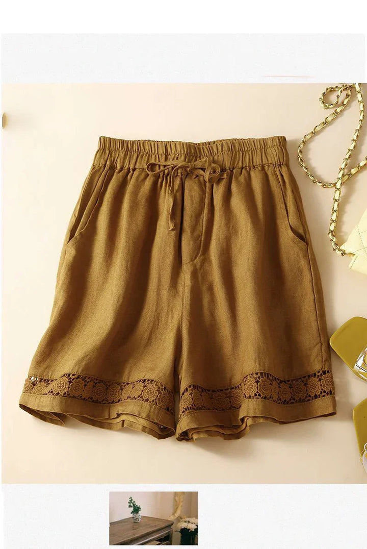 Clara & Sophia | Embroidered Linen Shorts
