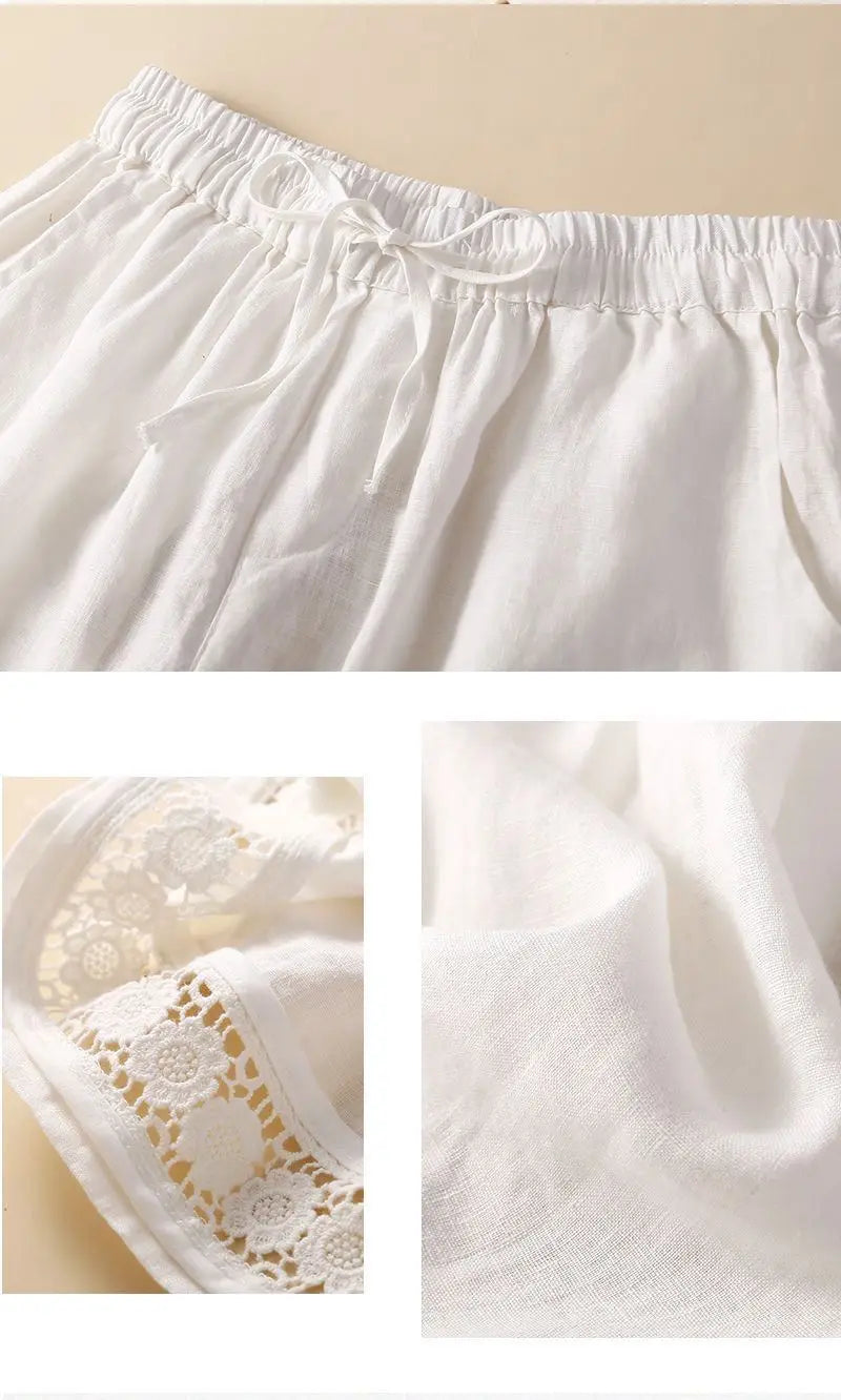 Clara & Sophia | Embroidered Linen Shorts