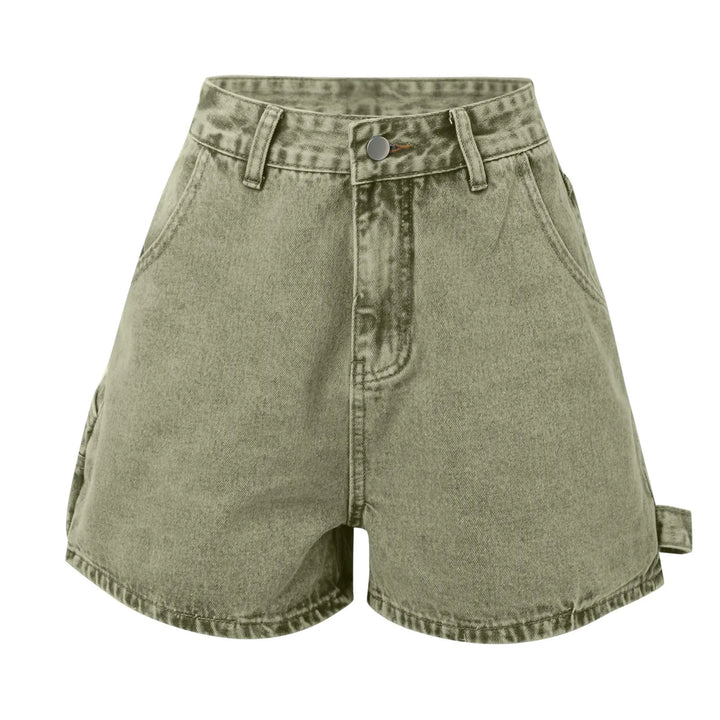Clara & Sophia | Indigo High-Waist Cotton Denim Shorts