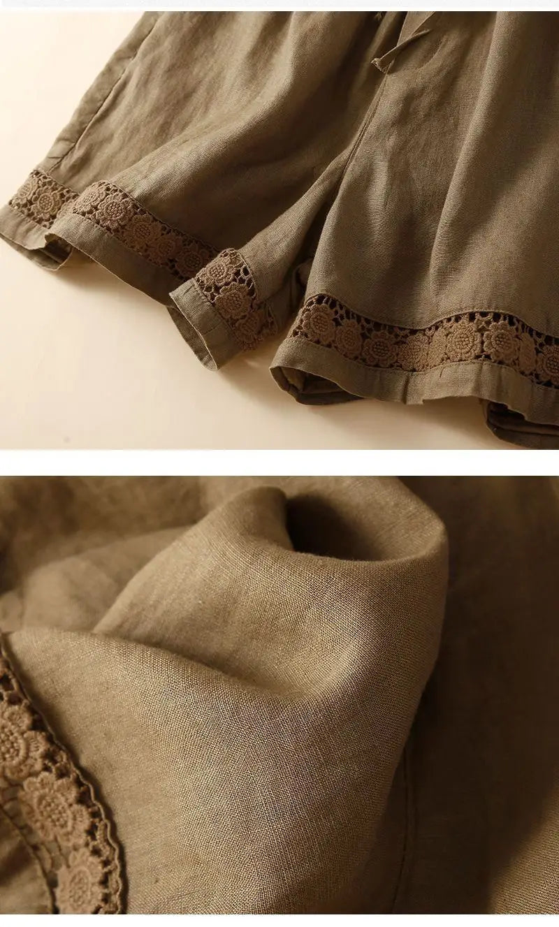 Clara & Sophia | Embroidered Linen Shorts