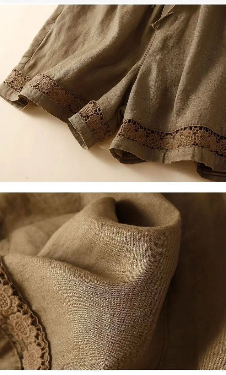 Clara & Sophia | Embroidered Linen Shorts