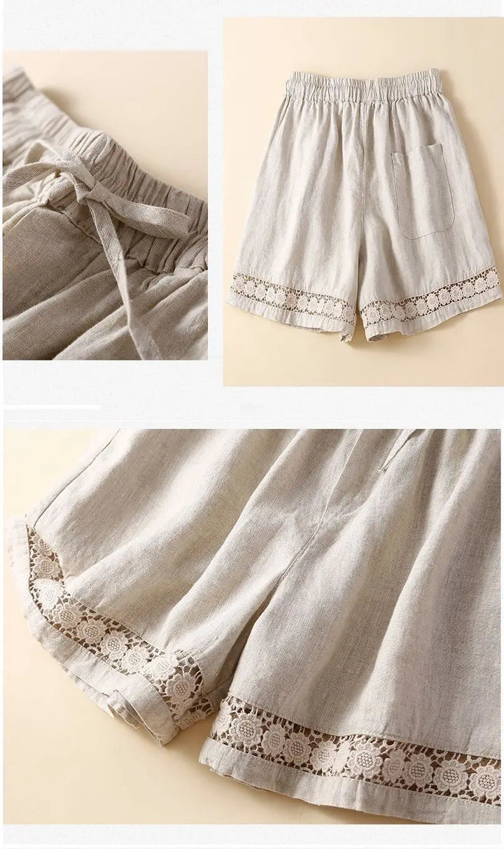 Clara & Sophia | Embroidered Linen Shorts