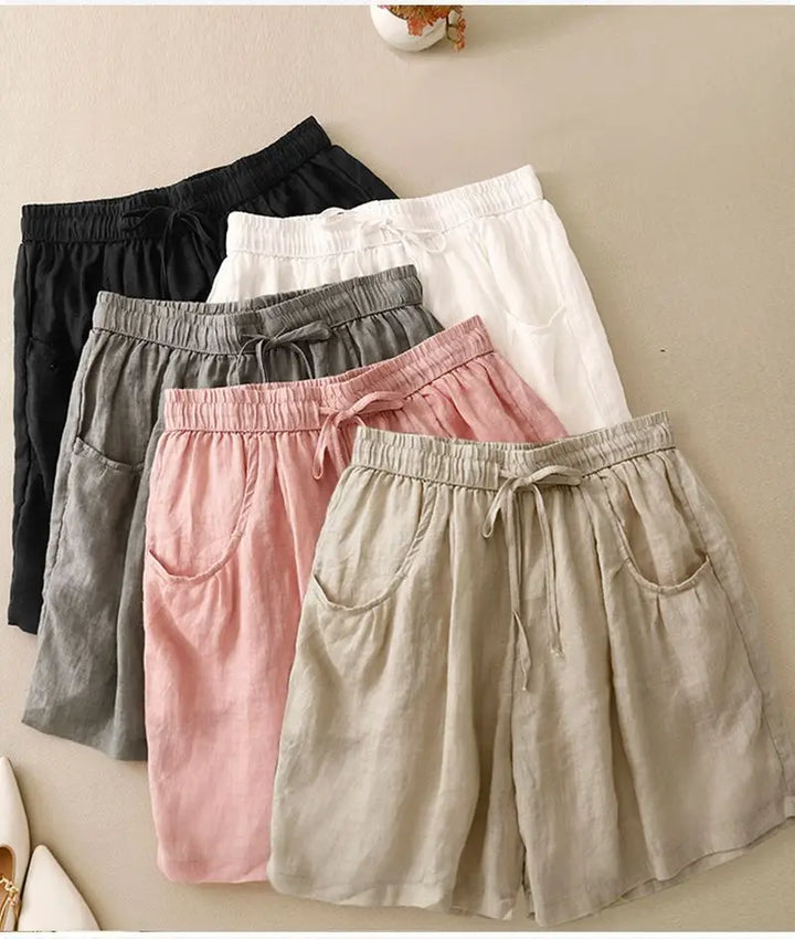 Clara & Sophia | Relaxed Fit Drawstring Waist Cotton-Blend Shorts