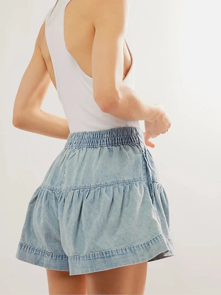 Clara & Sophia | Navy High-Waist Tailored Cotton-Twill Shorts