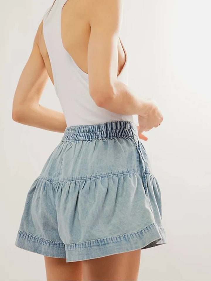 Clara & Sophia | Navy High-Waist Tailored Cotton-Twill Shorts