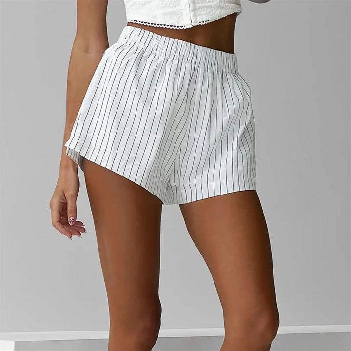 Clara & Sophia | High-Waist Linen-Blend Shorts