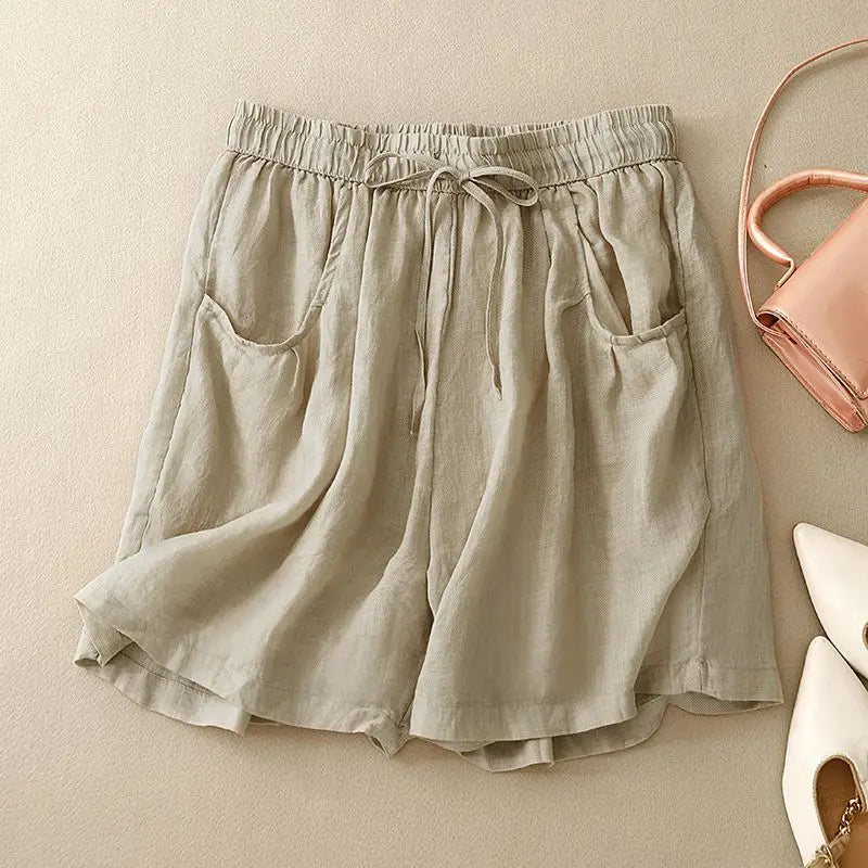 Clara & Sophia | Relaxed Fit Drawstring Waist Cotton-Blend Shorts