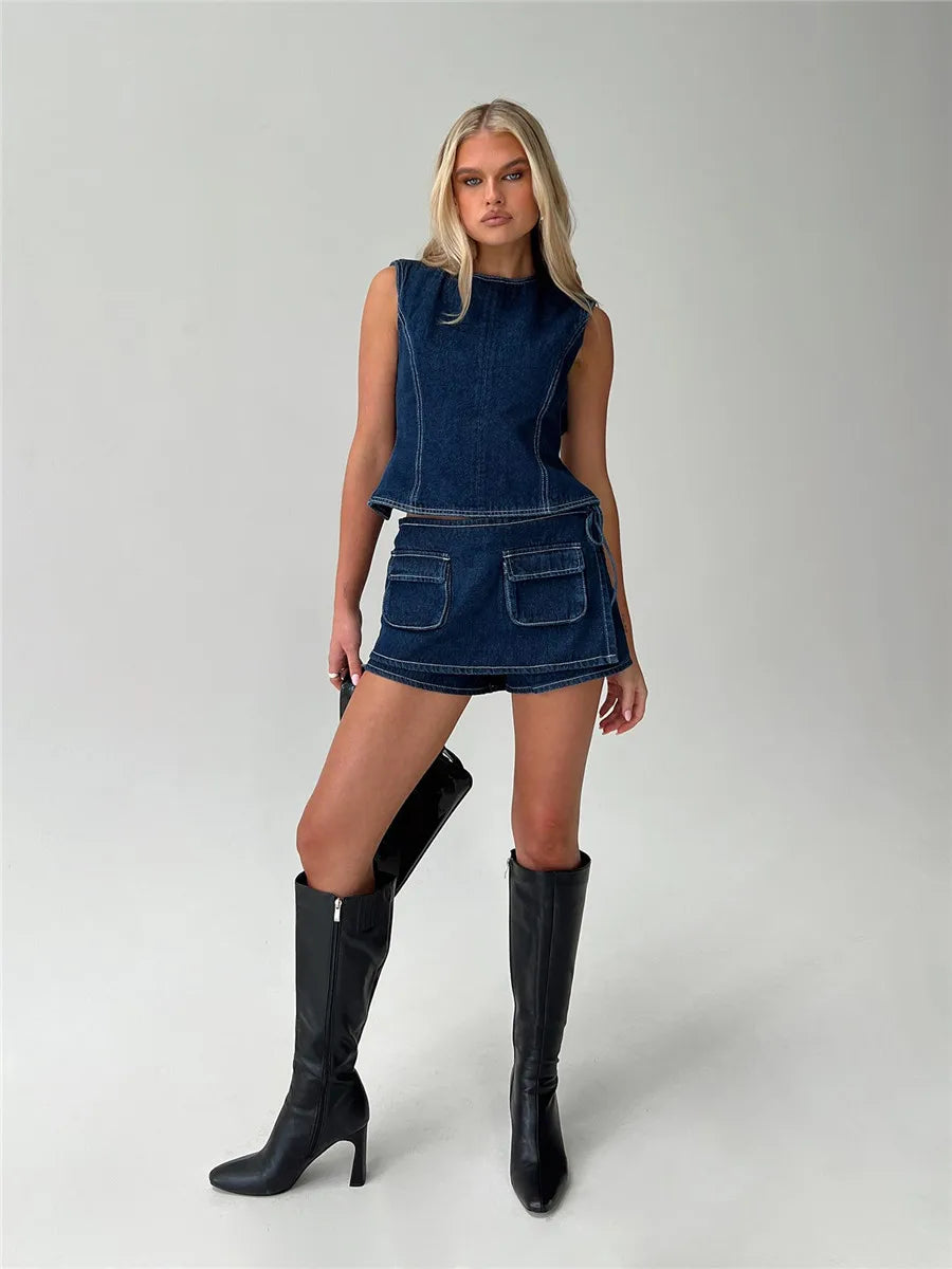 Clara & Sophia | Pocketed Mini A-Line Skirt
