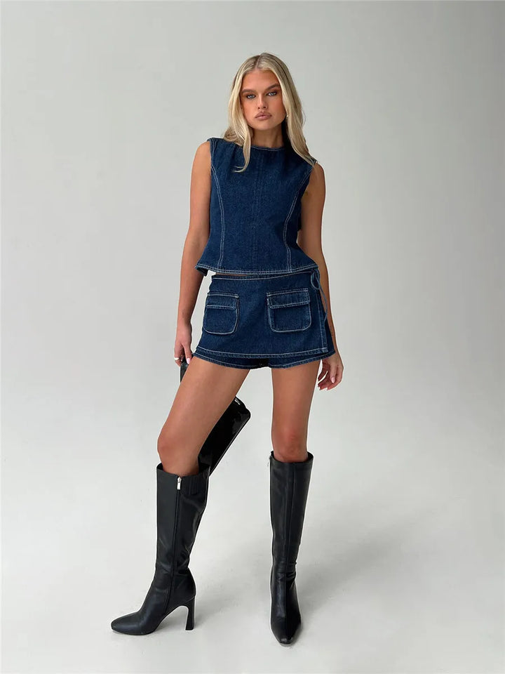 Clara & Sophia | Pocketed Mini A-Line Skirt