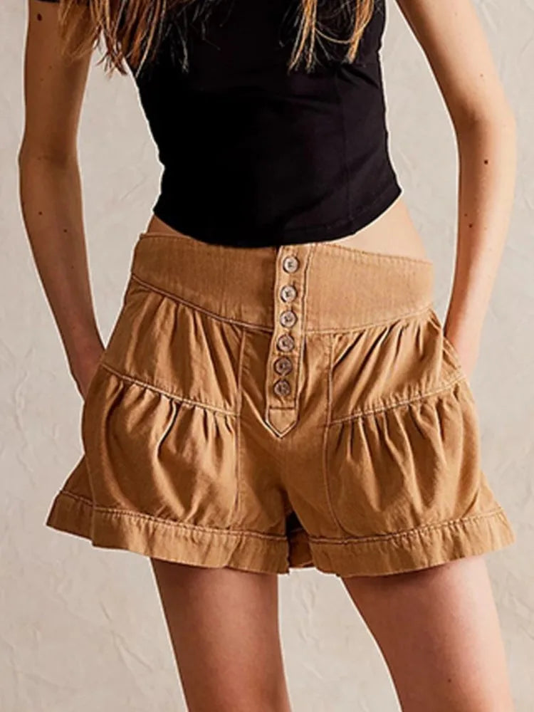 Clara & Sophia | Navy High-Waist Tailored Cotton-Twill Shorts