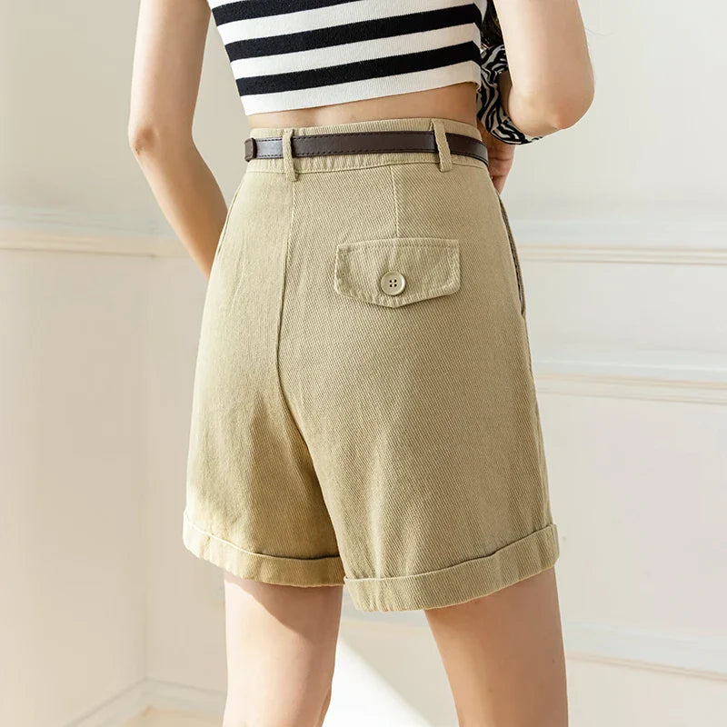 Clara & Sophia | Khaki Relaxed-Fit Drawstring Cotton Shorts