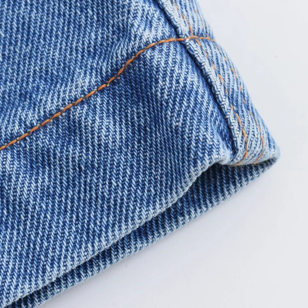 Clara & Sophia | Light Wash High-Waist Frayed-Hem Denim Shorts