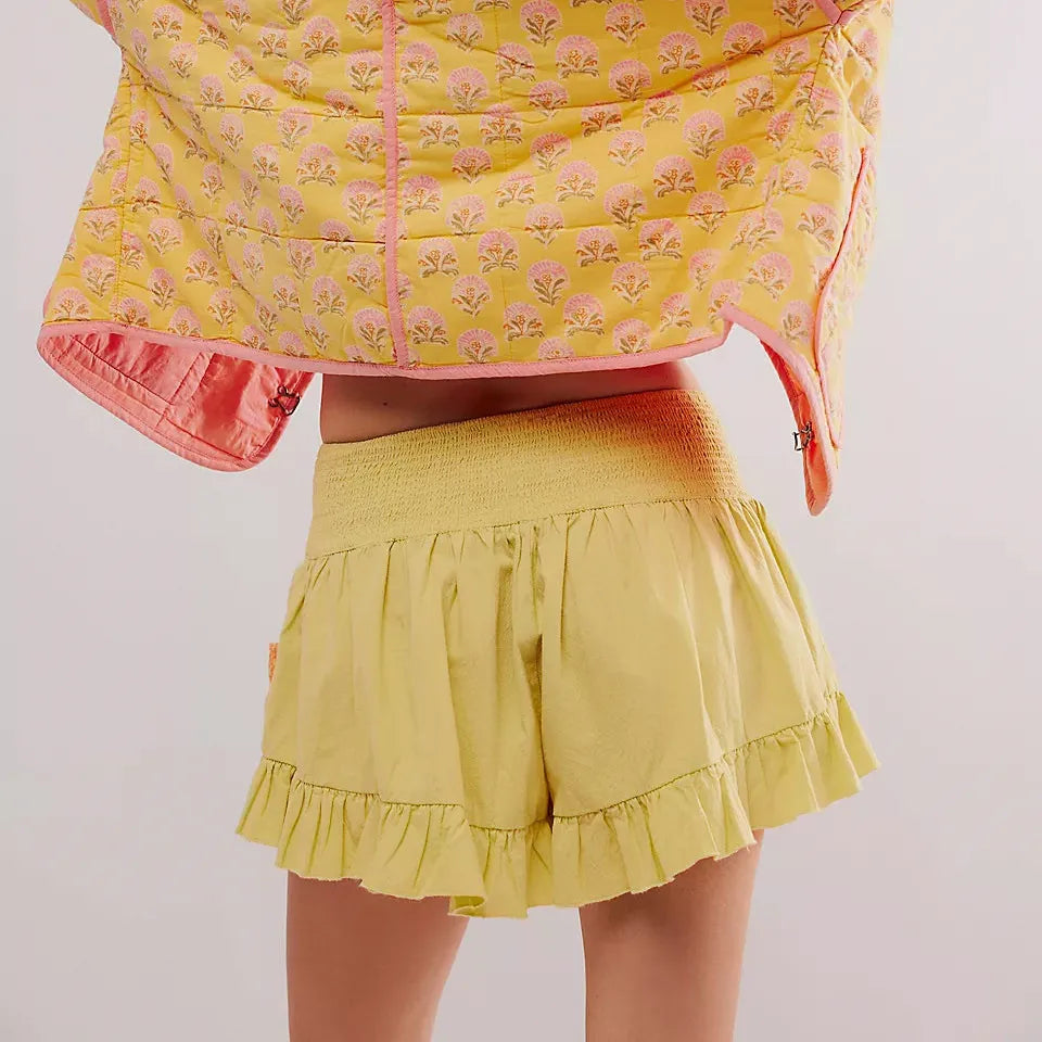 Clara & Sophia | Embroidered Ruffle Pocket Cotton Shorts