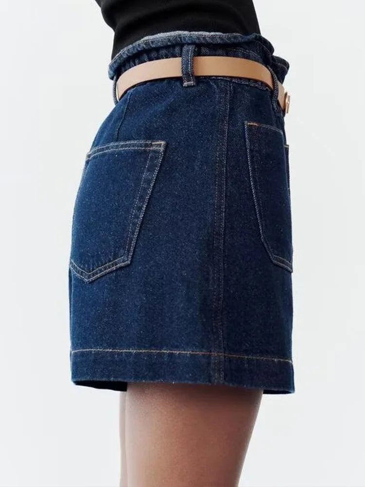 Clara & Sophia | Light Wash High-Waist Frayed-Hem Denim Shorts