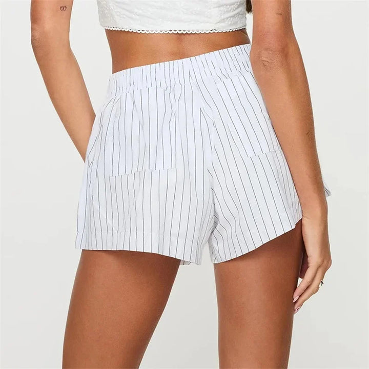 Clara & Sophia | High-Waist Linen-Blend Shorts