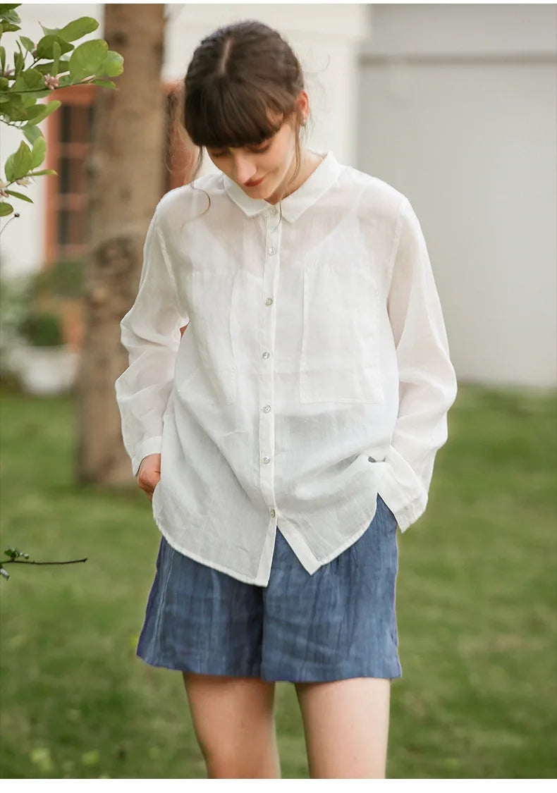 Clara & Sophia | Natural High-Waist Relaxed Fit Linen Shorts