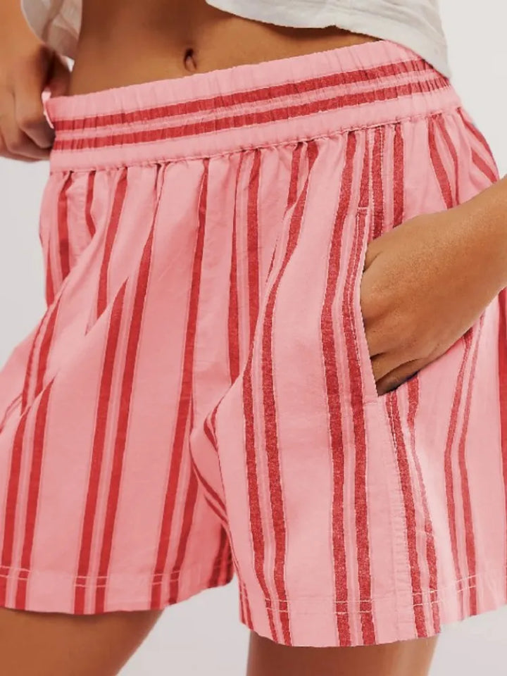 Clara & Sophia | Sand High-Waist Drawstring Linen Shorts