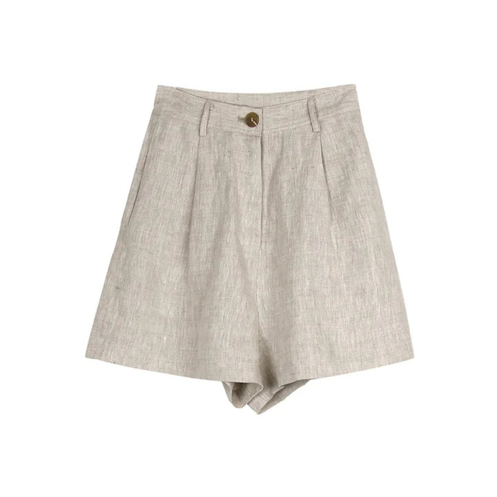 Clara & Sophia | Stone Tailored High-Waist Linen Shorts