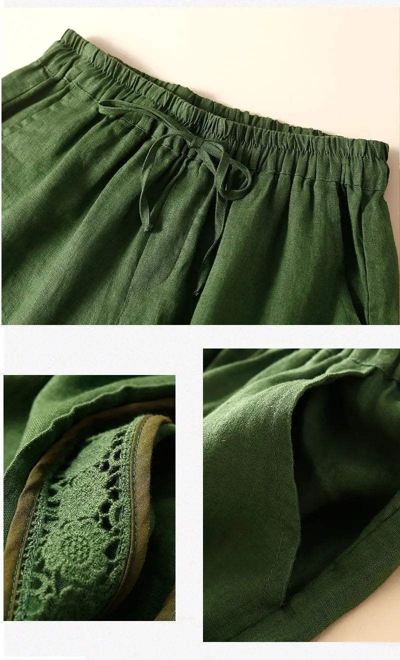 Clara & Sophia | Embroidered Linen Shorts