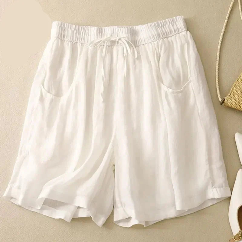 Clara & Sophia | Relaxed Fit Drawstring Waist Cotton-Blend Shorts