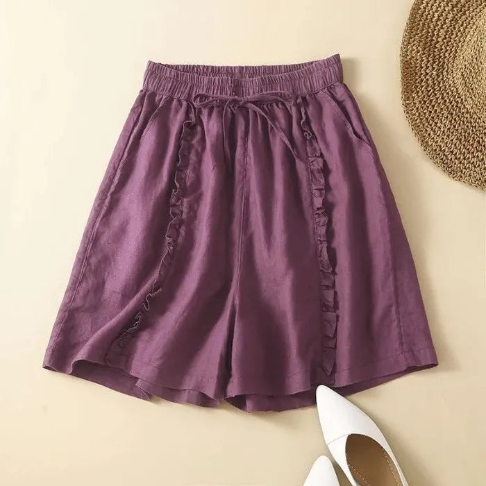 Clara & Sophia | Ruffled Hem Linen Shorts