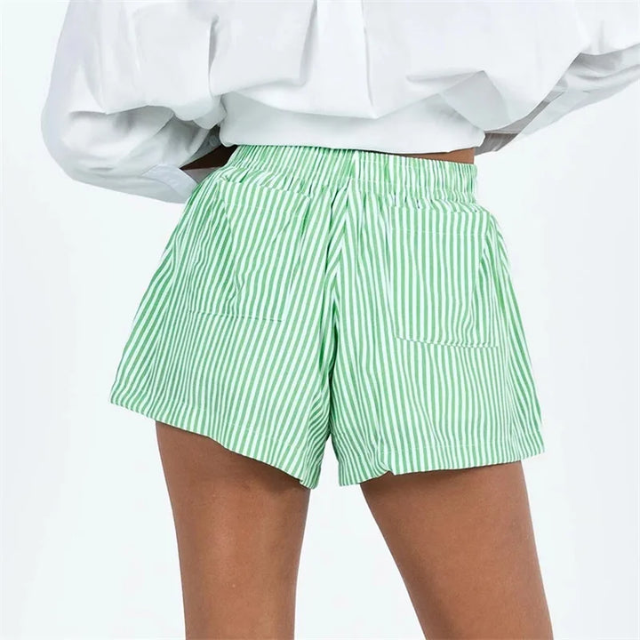 Clara & Sophia | High-Waist Linen-Blend Shorts
