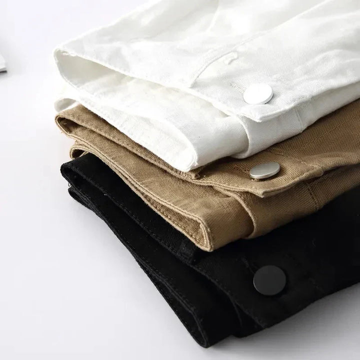 Clara & Sophia | Stone High-Waist Relaxed-Fit Cotton Bermuda Shorts