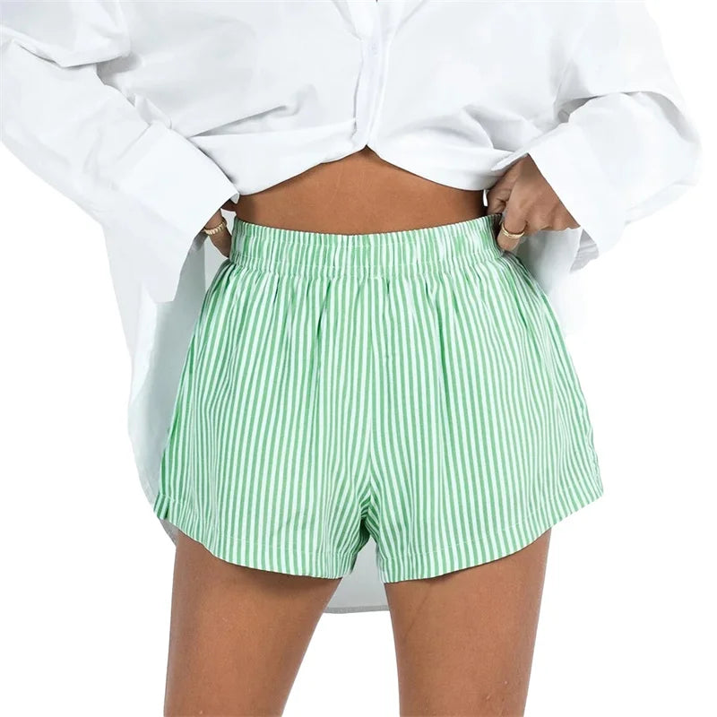 Clara & Sophia | High-Waist Linen-Blend Shorts