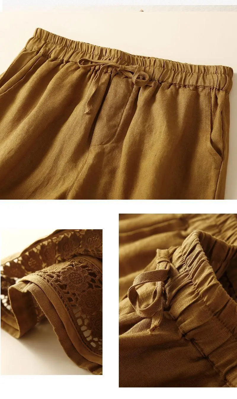 Clara & Sophia | Embroidered Linen Shorts
