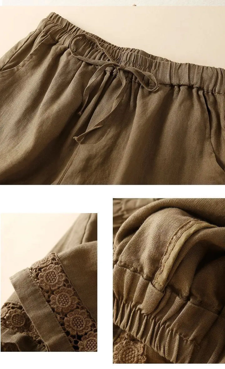 Clara & Sophia | Embroidered Linen Shorts