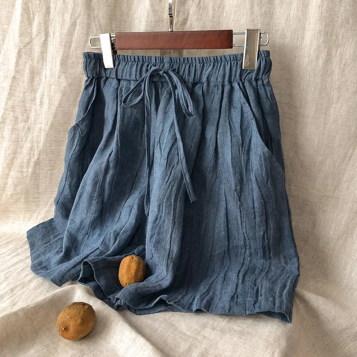 Clara & Sophia | Natural High-Waist Relaxed Fit Linen Shorts