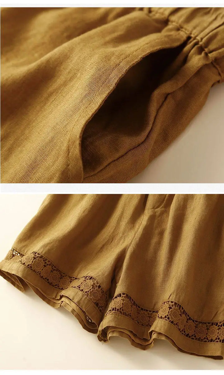 Clara & Sophia | Embroidered Linen Shorts