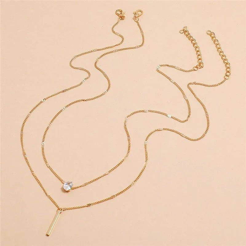 Vintage Necklace Set with Gold Pendant
