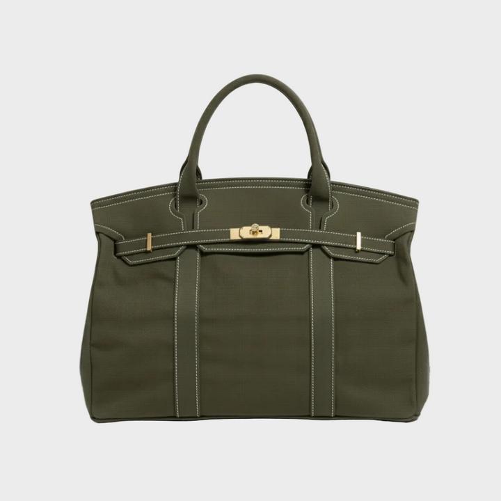 Large Capacity Canvas Bag with Top Hardware Closure