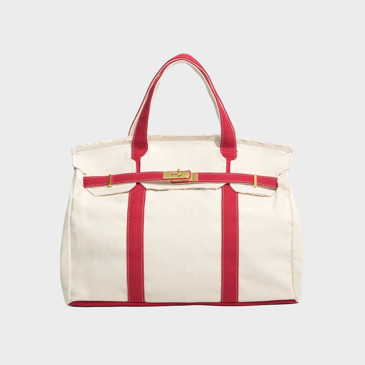 Large Capacity Canvas Bag with Top Hardware Closure