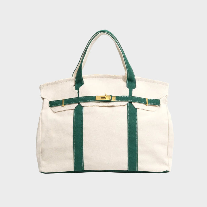 Large Capacity Canvas Bag with Top Hardware Closure
