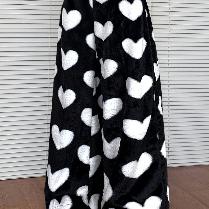 Cozy Plaid Plush Sweatpants for Women with Drawstring Waist Wide Leg Fleece Lounge Style